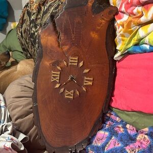 Rustic Brown Wooden Wall Clock